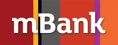 Czerwone logo mBanku oznaczające bankowość premium