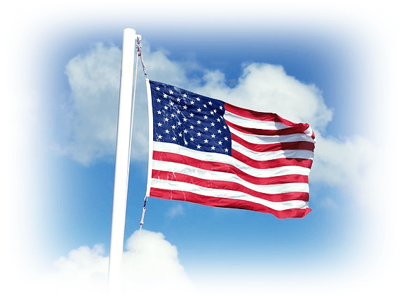 Flaga Stanów Zjednoczonych Ameryki – USA, na tle nieba