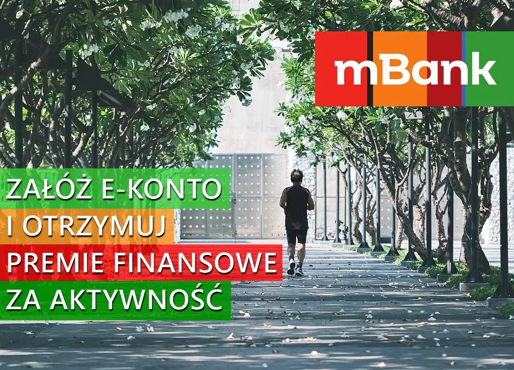 Park z grafiką o promocji z premiami na ekoncie w mBanku